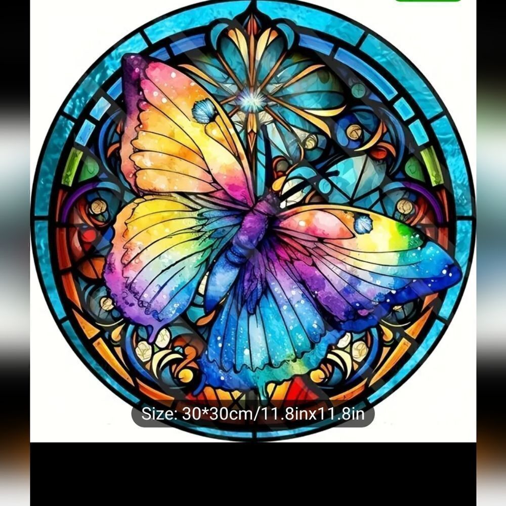 Diamond painting kit, Stained glass butterfly 🦋, measures 30 x 30 cm
